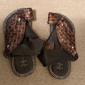 Size 8 - Women's Handmade Unique Brown Leather Sandals